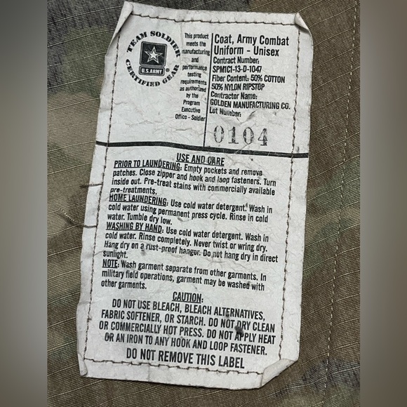 Team Soldier certified BDU Army Jacket S - Picture 7 of 8